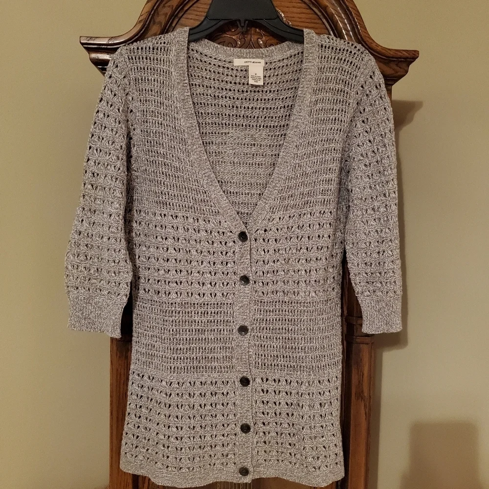 DKNY Jeans Women's V-neck Button-down Cardigan - Picture 3 of 8